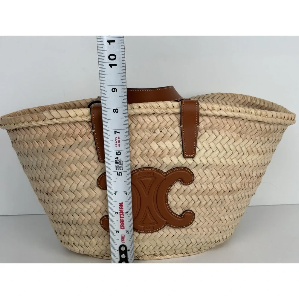 Celine Teen Triomphe Panier Raffia and Leather Bag S - Picture 12 of 12